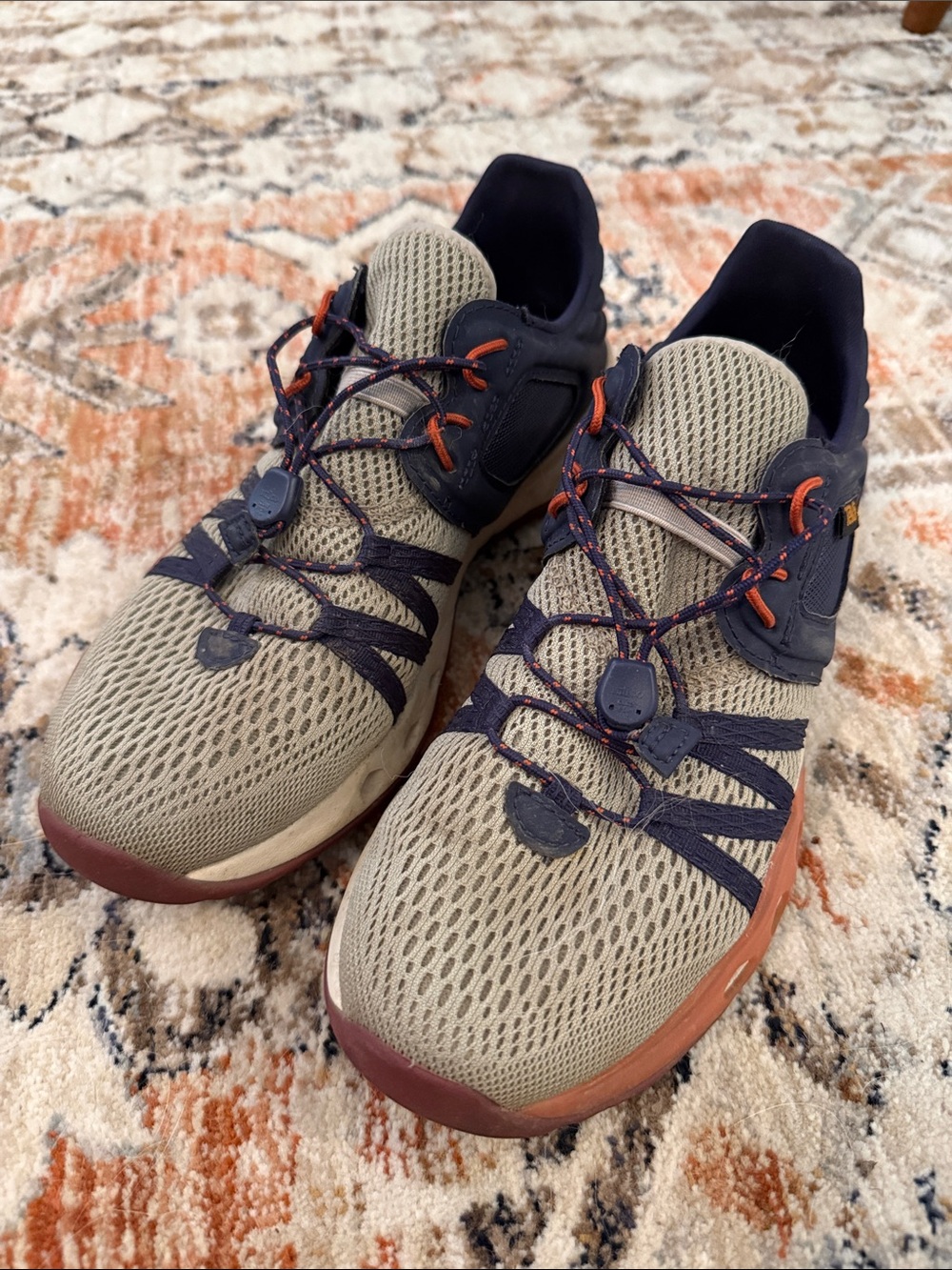 Teva Women's Olive Mesh Trail Sneakers with Navy Accents No Tie 8.5